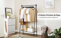 SONGMICS - Perchero para ropa, perchero, perchero, armario, marco de acero, con barra y estante, 33,5 x 92,5 x 153 cm, para dormitorio, vestuario, lavadero, Negro Mate/Plata - details 0