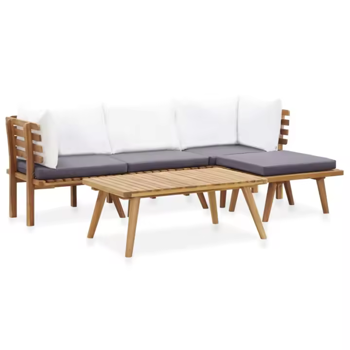 vidaXL Juego de muebles de jardín 5 piezas madera maciza de acacia - 1