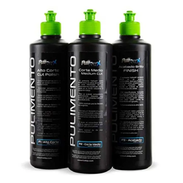 AutoFullCar - Kit Pulido Coche - Pack x3 Pulimentos FullCarX - Alto Corte, Corte Medio-Rápido y Acabado Brillo - 500 ml. Unidad - 1