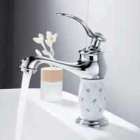 Grifo De Lavabo De Mesa Individual Con Manija Cerámica Para Baño Instalación En Superficie Material De Cobre Clásico - details 10