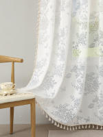 Cortinas Blancas Transparentes Beige Florido De Lino Texturizado 84 Pulgadas Para Sala De Estar 1 Panel Para Ventanas Planas - details 3