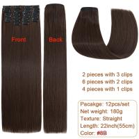Extensiones De Cabello Sintético Recto BENEHAIR 180g 12PCS 22" Para Mujer Resistente Al Calor Pieza Completa Extensiones De Cabello Con Clip - details 11