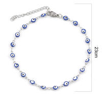 Anklet De Acero Inoxidable Con Ojo Turco Para Mujer Pulsera Colorida De Enamel Joyería De Pierna Regalos De Cumpleaños 23cm Longitud 1 PC - details 1