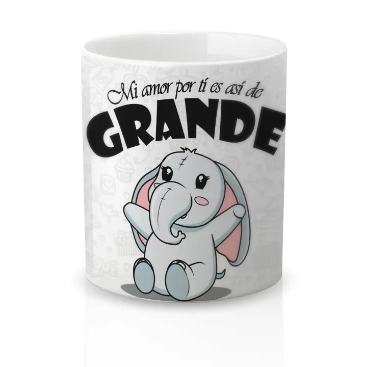 Taza cerámica Regalo Original Amor y Amistad. Resistente 100% al microondas y lavavajillas. Taza con Frase Mi amor por ti es así de grande - 1