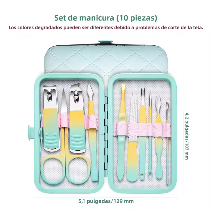 Juego De Uñas Profesionales Gradient Colors 7-18pcs Con Cortauñas De Acero Inoxidable Set De Manicura Y Pedicura Con Estuche De Viaje - 1