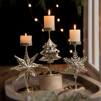 Soporte De Vela De Árbol De Navidad De Hierro Fundido Dorado Con Estrella Y Ciervo Decoración De Mesa Para Navidad Y Año Nuevo - details 0