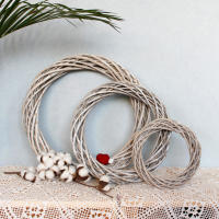 Anillo De Rattan 20/25/30CM Coronación De Valla De Paja Con Flores Artificiales Y Plantas Secas Para Decoración De Fiesta Boda Navidad - details 1