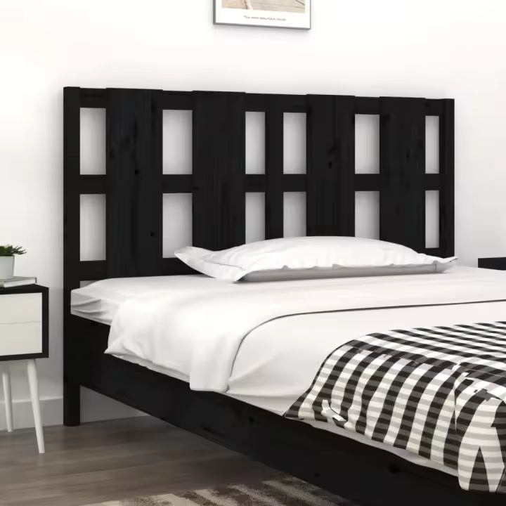 vidaXL Cabecero de cama madera maciza de pino negro 145,5x4x100 cm - 1