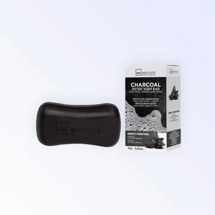Everlyx - Jabón en pastilla con carbón activado IDC Institute - Purifica en profundidad y elimina impurezas - Apto para cara, manos y cuerpo - Fórmula vegana de 75g con efecto detox ideal para piel grasa o mixta - 1