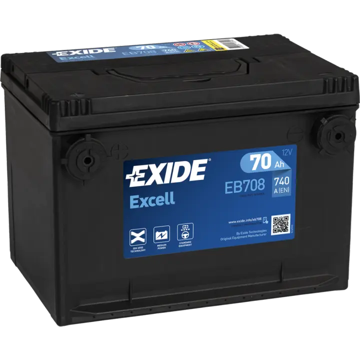 Batería de coche Exide EB708 Excell. 12V - 70Ah/740A (EN) (260x180x186mm) - 1