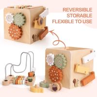 Cubo de actividades de madera para bebés de 1 año en adelante, juguete educativo Montessori 6 en 1 para niños de 12 meses en adelante, laberinto de cuentas con clasificador de formas, ábaco, xilófono, regalo de Navidad para el primer cumpleaños - details 4
