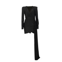 Vestido De Noche Elegante Para Mujer Con Sequinias Y Cuello En V Manga Larga Vestido De Fiesta De Boda Miniatura A-Line - details 31