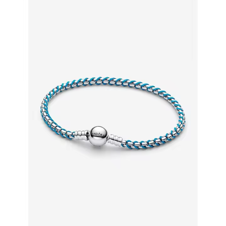 Pandora - Pulsera de Cadena de serpiente con Cordón Azul-Plata de Lei - 1