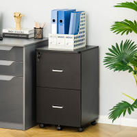 Vinsetto Cajonera de Oficina Mueble Auxiliar para Archivos con 2 Cajones Cerradura de 2 Llaves 5 Ruedas y 2 Frenos para Estudio Despacho Dormitorio 43x45x72 cm - details 1