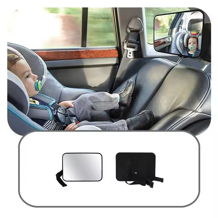 Espejo De Seguridad Para Asiento Trasero De Coche SEAMETAL Con Ángulo Amplio Ajustable Observación Interior Para Bebé/Child Material Acrílico+ Vidrio Negro Universal - 1