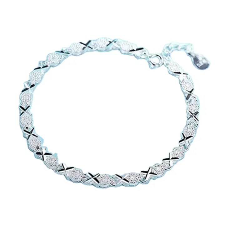 Pulsera de Amor estilo europeo y Americano Nuevo Plisado 925 pulsera de corazón a corazón para Mujer personalidad creativa simple XO
Pulsera - 1