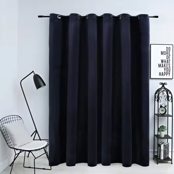 vidaXL Cortina opaca con anillas de metal terciopelo negro 290x245 cm - 1