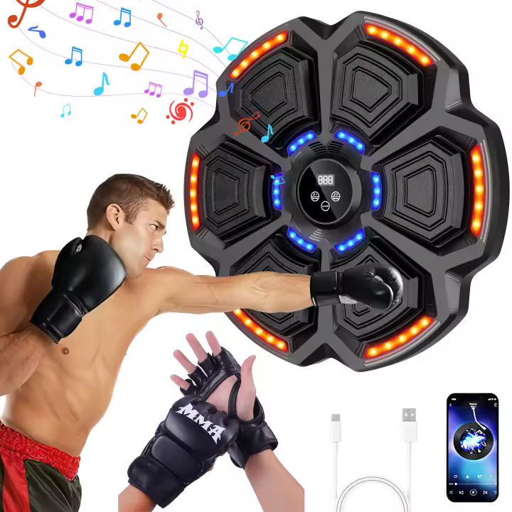 Máquina de entrenamiento de boxeo musical inteligente para niños y adultos, Ritmo de iluminación RGB，entrenador de Fitness, objetivo electrónico de pared, bolsa de arena colgante,Detección inteligente, emparejamiento Bluetooth - 1