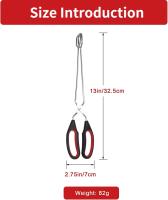 Pinzas de cocina de acero inoxidable con mangos suaves, pinzas multifuncionales para alimentos, pinzas para carbón de barbacoa, pinzas alargadas de 13 pulgadas - details 0