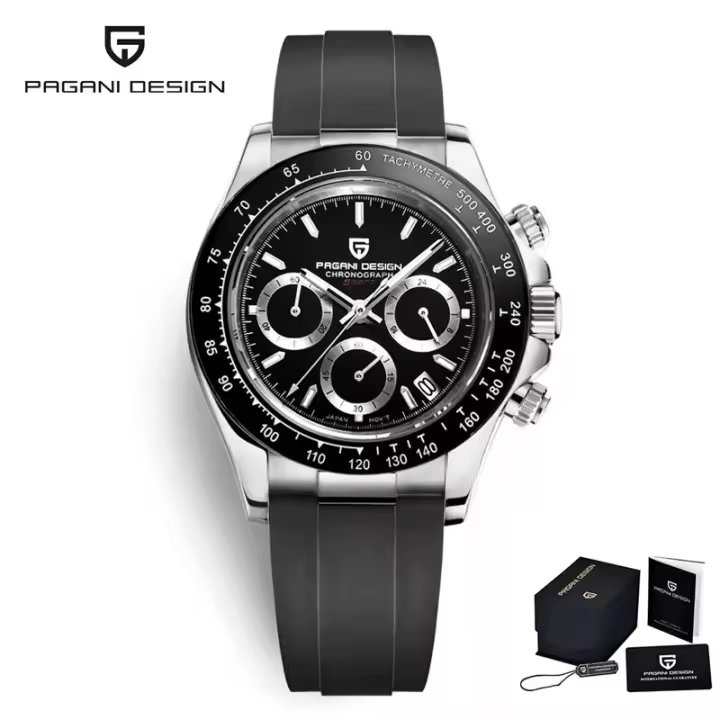 Reloj De Cuarzo PAGANI DESIGN Para Hombre Reloj De Pulsera Deportivo De Lujo Automático Con Fecha Impermeable Y Cronógrafo Dorado - 1