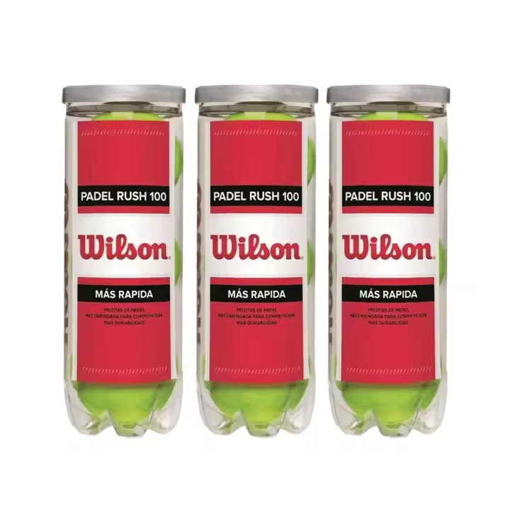 Wilson Rush 100 - Lote Pack 3 Botes, 12 Pelotas Padel, Color Amarillo, Menos Presión, Bote con Tapa, Más Duración - 1