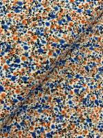 Tejidos Ortuño- Tela flores azules, naranjas, grises, negros de algodón, tela patchwork, prendas infantiles, decoración hogar ,manualidades, complementos,1m x Ancho 150cm - details 1