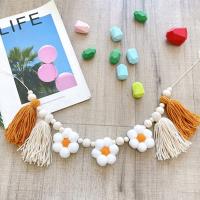 Garland De Bolas De Madera Con Borlas Boho Estilo Pastoral Para Decoración De Cumpleaños Fiesta Banderín Para Muro Mantel Silla De Comer Fotografía Prop Hogar Decoración - details 0