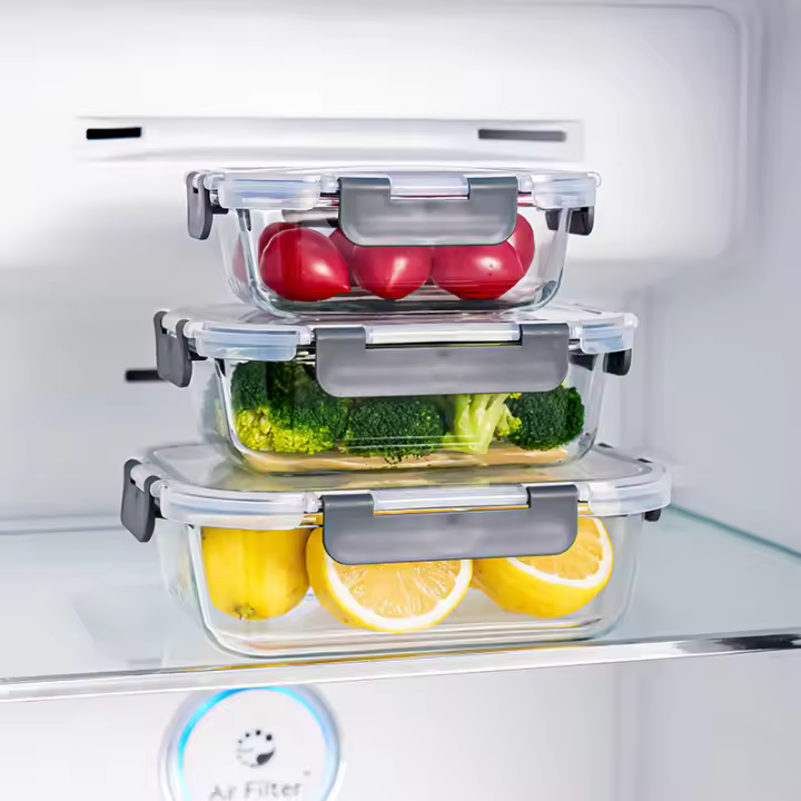 Fiambrera rectangular de vidrio de borosilicato, apta para microondas para trabajadores de oficina - 1