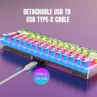 Teclado De Juego HXSJ 60% Con Cable Transparente RGB Backlit Ultra-Compacto Impermeable 61 Teclas Para PC/Mac - details 10