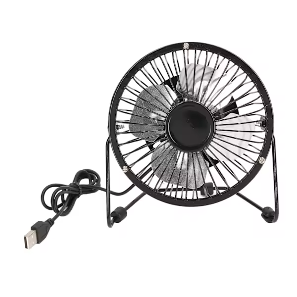 Ventilador de escritorio USB en Diseño de metal con funcionamiento Silencioso para Oficina y Hogar, Cabeza inclinable ajustable 360 °, refrigerador de aire con antideslizante, duradero y portátil. - 1