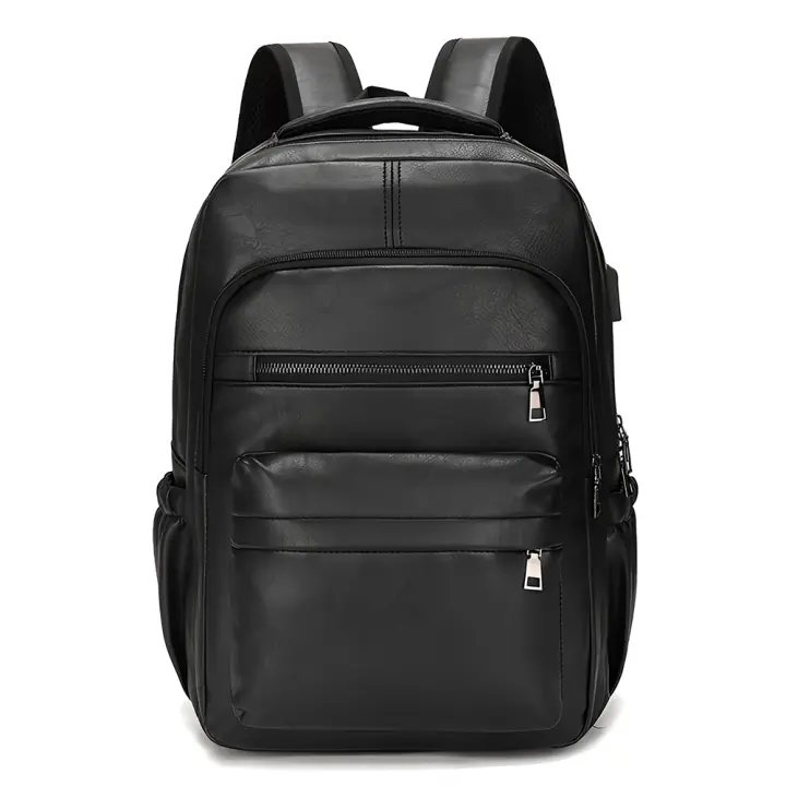 Mochila De Cuero PU with Carga USB para hombre, Morral grande para Orden portátil, mochila Escolar para adolescentes y niños, alta calidad - 1