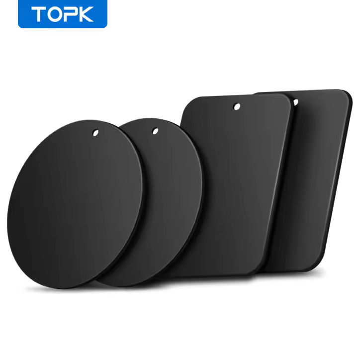 TOPK Placa De Metal Para Teléfono 4 Piezas Reemplazo Universal Para Soporte De Teléfono Magnético Para Todos Los Automóviles Con Adhesivo 3M Montaje En Tablero Negro - 1