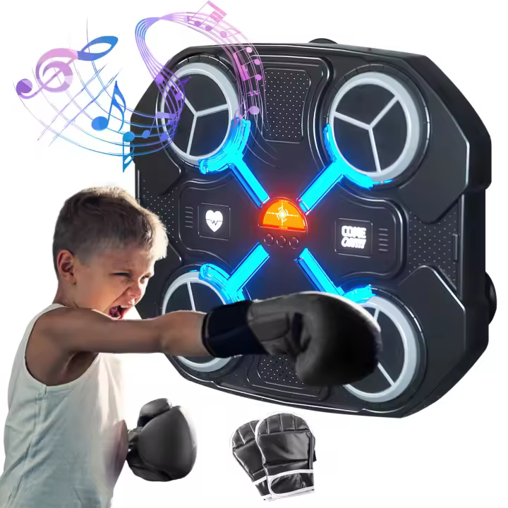 Máquina de Boxeo Música Digital para Niños con Luz LED Fría Bluetooth 3 Velocidades Soporta 200 kg de golpes Entrenamiento de boxeo con guantes Almohadillas de boxeo - 1
