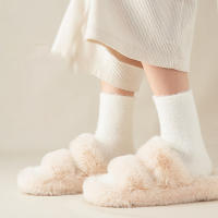 Calcetines De Plush De Lana De Mink Para Mujer Calcetines Gruesos De Algodón Y Cachemira Blanco Para Otoño E Invierno Calcetines De Dormir De Media Pierna - details 6
