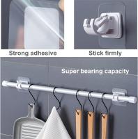 Soporte para Barra de Cortina, Ganchos autoadhesivos para Barra de Cortina, 4 piezas, soporte transparente para Barra de Cortina, soporte para GanchoCortina para Cocina y baño - details 1