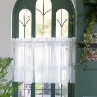 Cortina Blanca Pequeña Para Sala De Estar Y Cocina Decoración De Hogar Cortina Corta Para Ventana Y Puerta Estilo Romántico Voile De Tela Sintética 100% - details 7