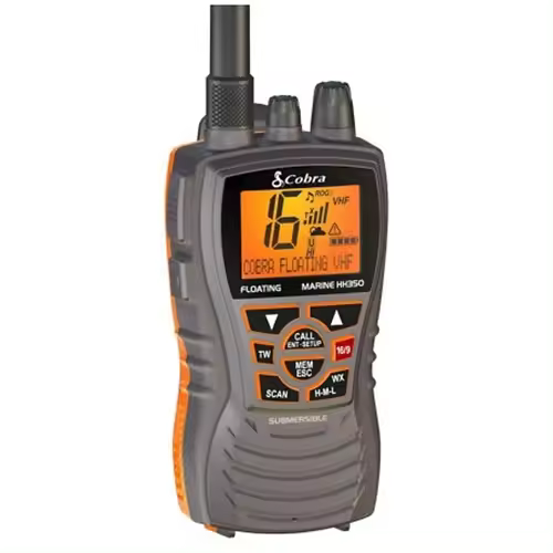 Walkie Talkie Naútico VHF COBRA MR-HH350 - Homologado para Uso en Embarcaciones - Sumergible Según Norma JIS7 - 1