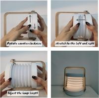 Luz de escritorio con Mango de Madera de 3 grados de Brillo, Luz Nocturna, lámpara de noche para dormitorio, plegable de Noche Lámpara, lámpara de Interior LED portátil por, control USB tárril, camping (Blanco) - details 3