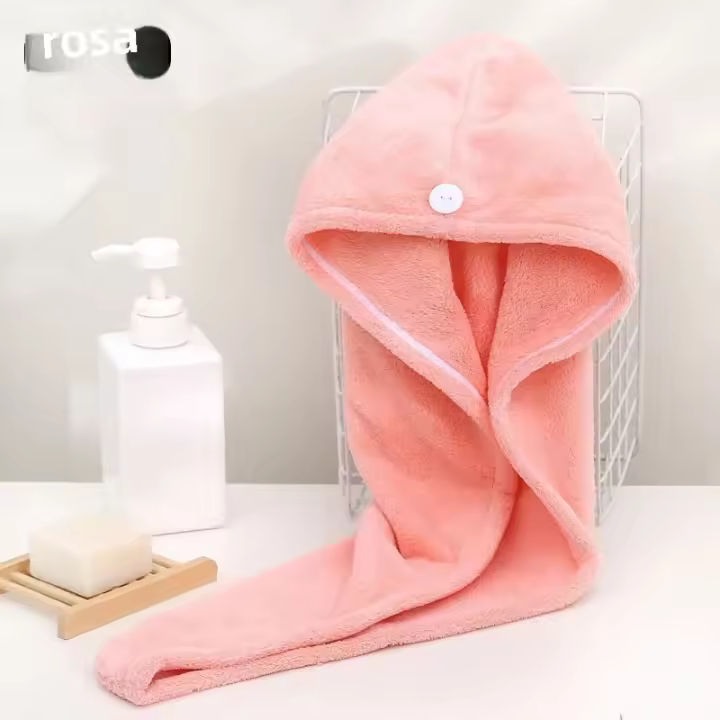 Toalla Para Secado Rápido De Pelo De Microfibra Coral Super Absorbente Turbante Para Secado Del Pelo Envoltura Rápida - 1