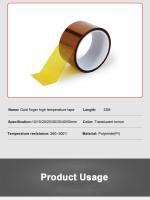 Cinta Adhesiva De Poliimida Kapton Oro Resistente a Altas Temperaturas 33M Para Soldadura Y Mascarado Con Ancho De 10-50MM Sin Residuo - details 3