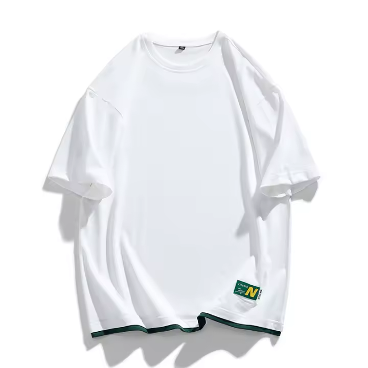 Camiseta Estilo Coreano Sobredimensionada Harajuku Con Parches Suéter Casual De Verano Hombre Cuello Redondo Manga Corta Transpirable Y Ligera - 1