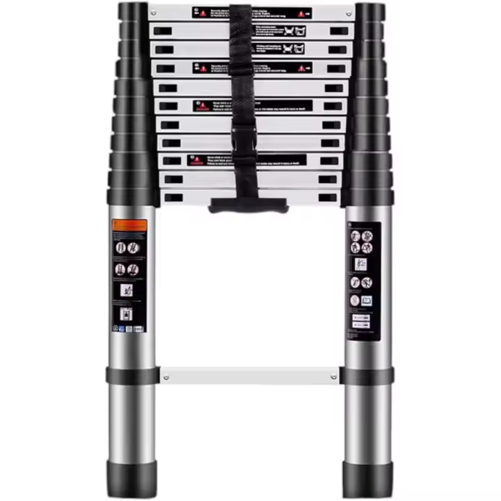 Escalera Plegable Telescópica de Aluminio Multiusos Portátil Extensible - Fácil Uso y Mecanismo Sencillo Botón de Bloqueo - 1