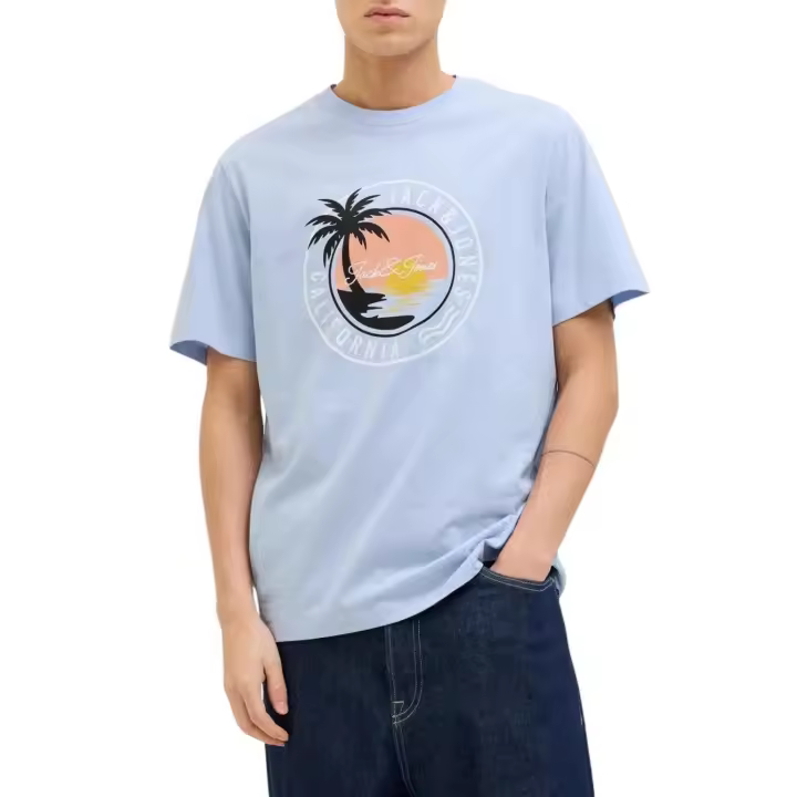 JJPALM TEE SS CREW NECK  Chambray Blue - 1
