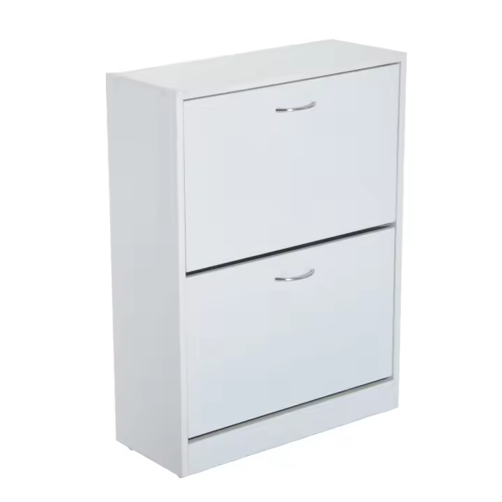 HOMCOM Zapatero de Madera Armario para Zapatero 2 Puertas Abatibles para Entrada Pasillo Dormitorio Sala de Estar 60x24x80cm Blanco - 1