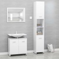 vidaXL Set de muebles de baño 3 pzas madera contrachapada en color Gris sonoma/Negro/Blanco brillante y más | almacenamiento funcional diseño moderno para baño dormitorio sala - details 4