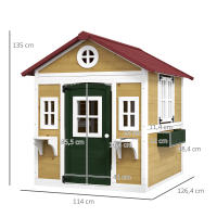 Outsunny Casa de Jardín Infantil Casa de Madera para Niños con Puerta Ventanas Jardineras y Soportes de Flores 114x126,4x135 cm - details 2