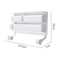X-Dispensador de Pared 3 en 1 para Cocina – Soporte Portarrollos Blanco con Cortador de Film, Papel Aluminio y Papel Cocina, Dispensador ABS Multifuncional para Organizar y Ahorrar Espacio - details 1
