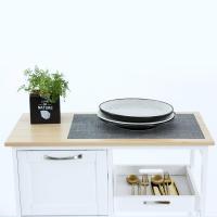 Carro de cocina con ruedas, práctico carro de servicio con 3 cajones y 3 niveles de almacenamiento, encimera de madera, estilo rústico en elegante blanco, isla de cocina 67x37x84 cm para optimizar tu espacio, Anaterra - details 5