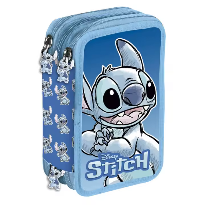 Mochila escolar stitch - Mochila grande de 2 piezas con carrito de 45 cm y estuche de 3 cremalleras para niños - Diseño de dibujos animados - Licencia oficial - 1