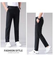 Pantalones Casuales Para Hombre Verano Ultrafino Seda De Hielo Delgados Rectos Negros Grises Pantalones De Negocios Rapidos Secados - details 5